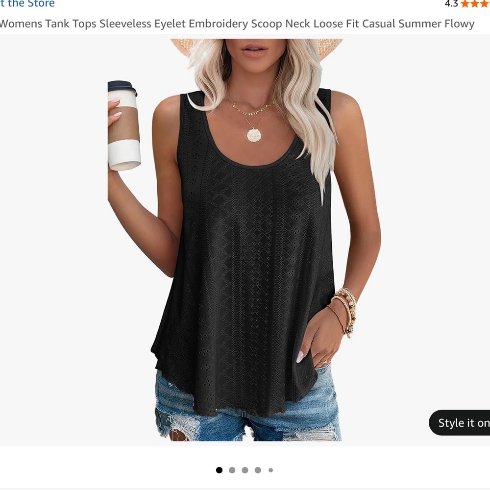 Sleeveless Eyelet Embroidery Tank Top  HAUL